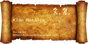 Klár Natália névjegykártya